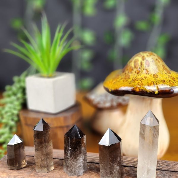 Smokey Quartz points crystals for sale at Hazel-Jayne.